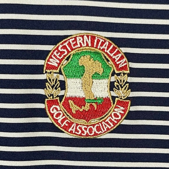 Straight Down‎ Golf Polo Shirt Mens M Blue Striped Embroidered Logo On Chest - Picture 4 of 12